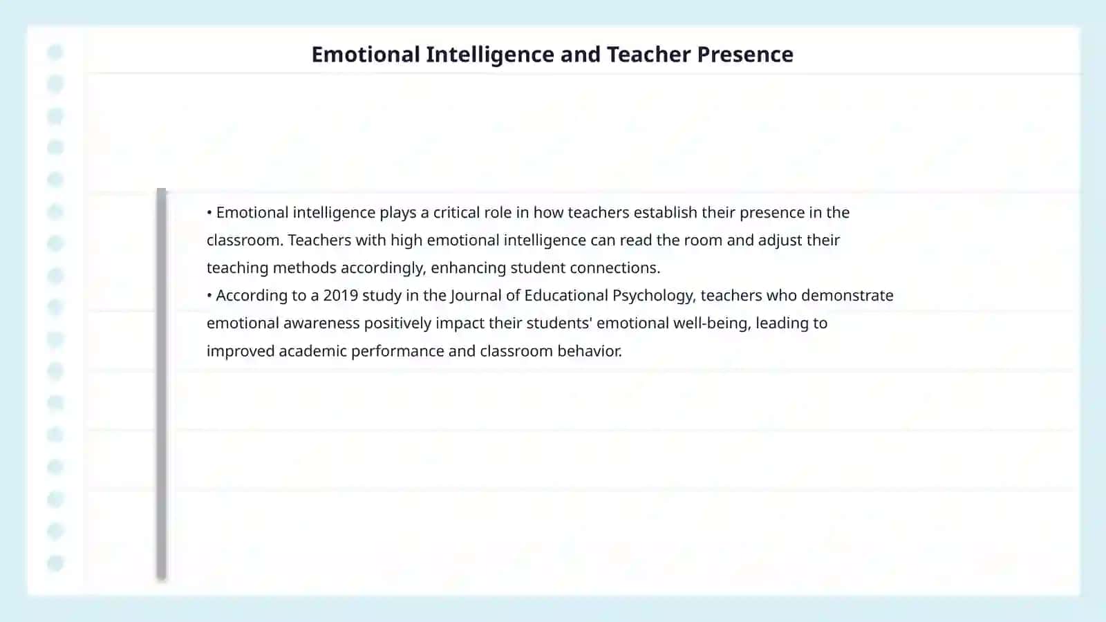 The Role of Teacher's Presence in Learning Environments 4