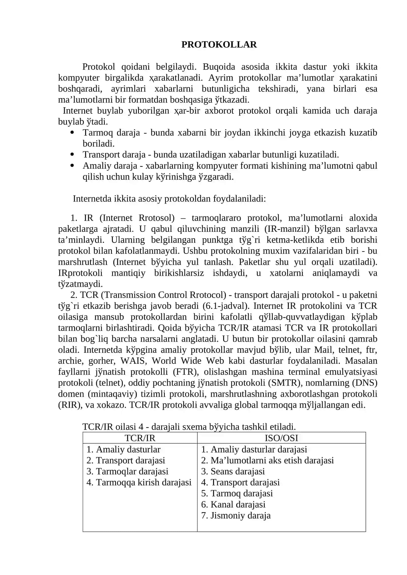 Glоbal kоmpyutеr tarmоqlari. Glоbal tarmоqlarning turlari. Internet tarmоg`i arхitеkturasi 4