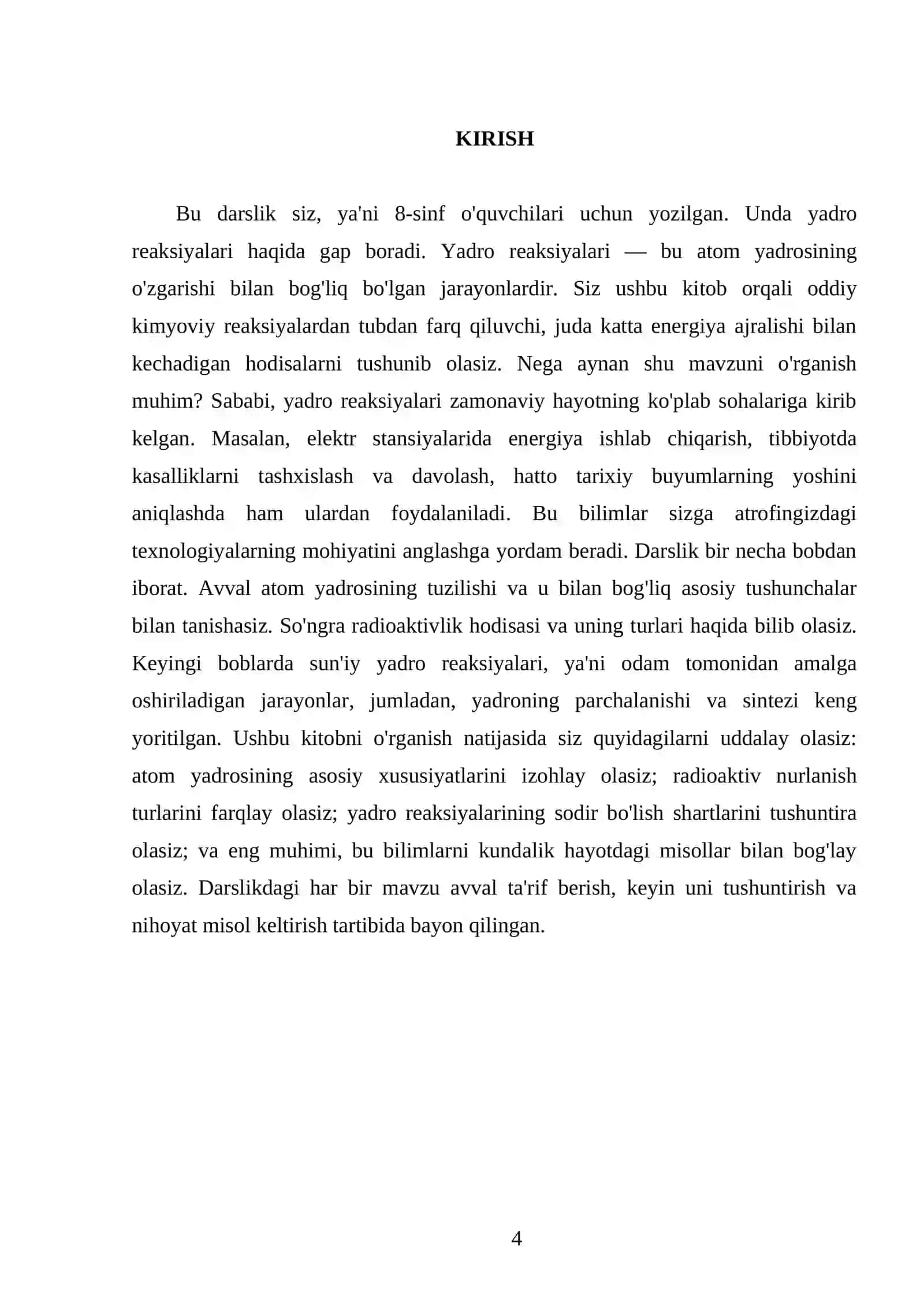 YADRO REAKSIYALARI. 8 - SINF 4