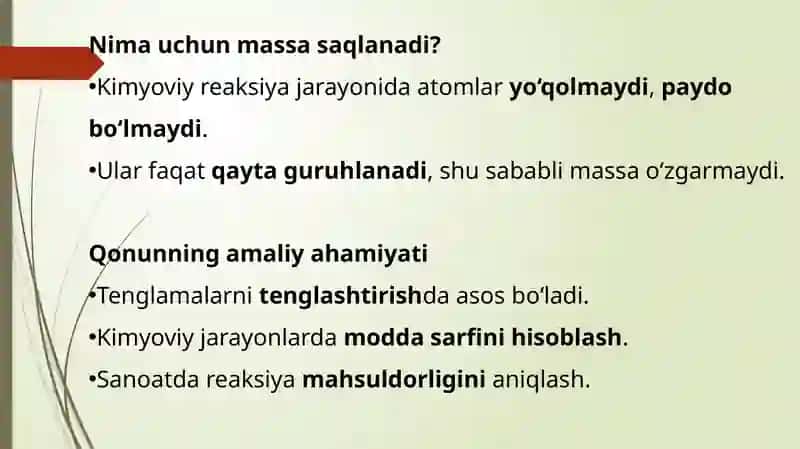 Moddalarni saqlash qonuni 4