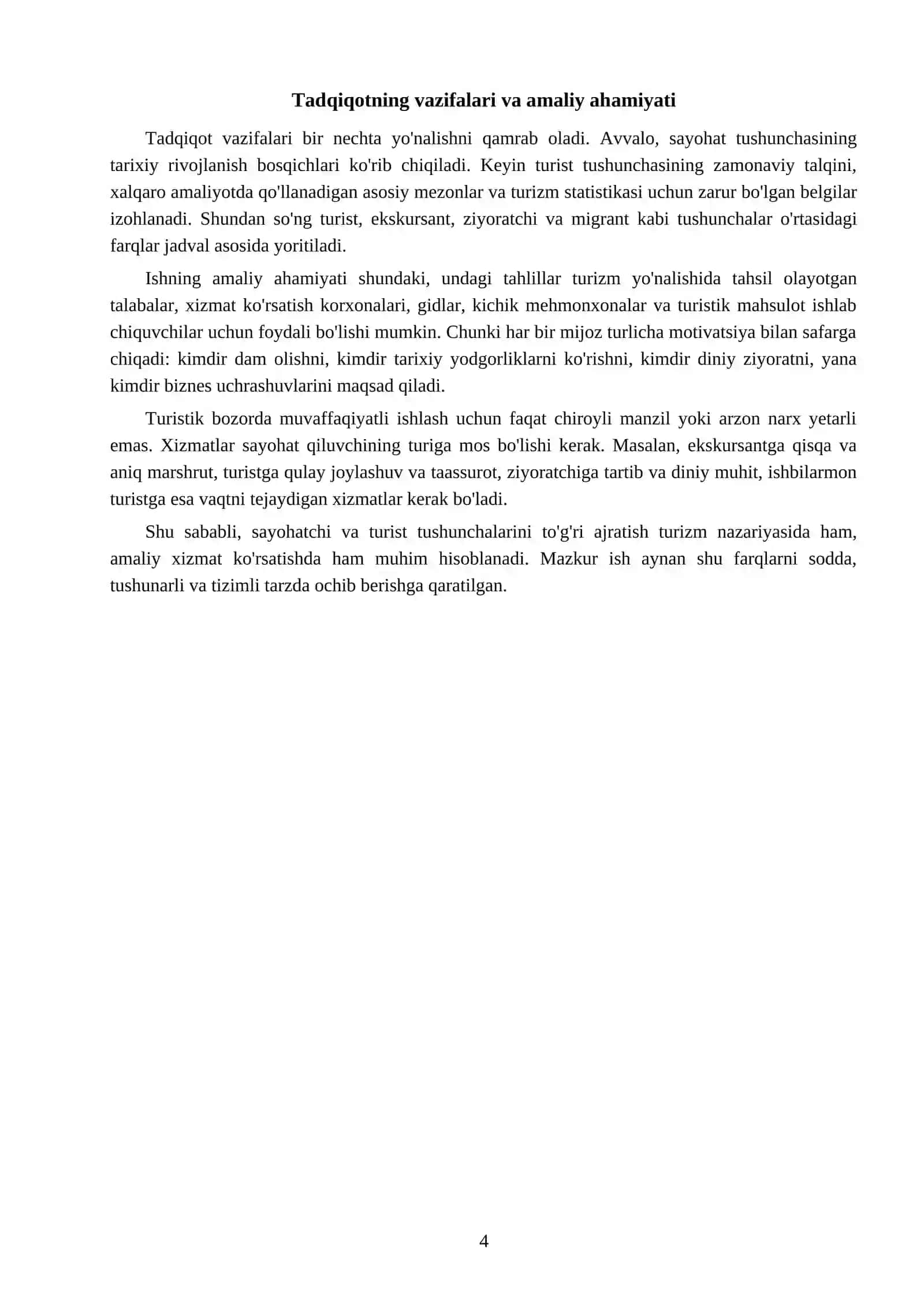 Sayohatchi va turist tushunchalari haqida tayyor mustaqil ish — DOCX/PDF 4