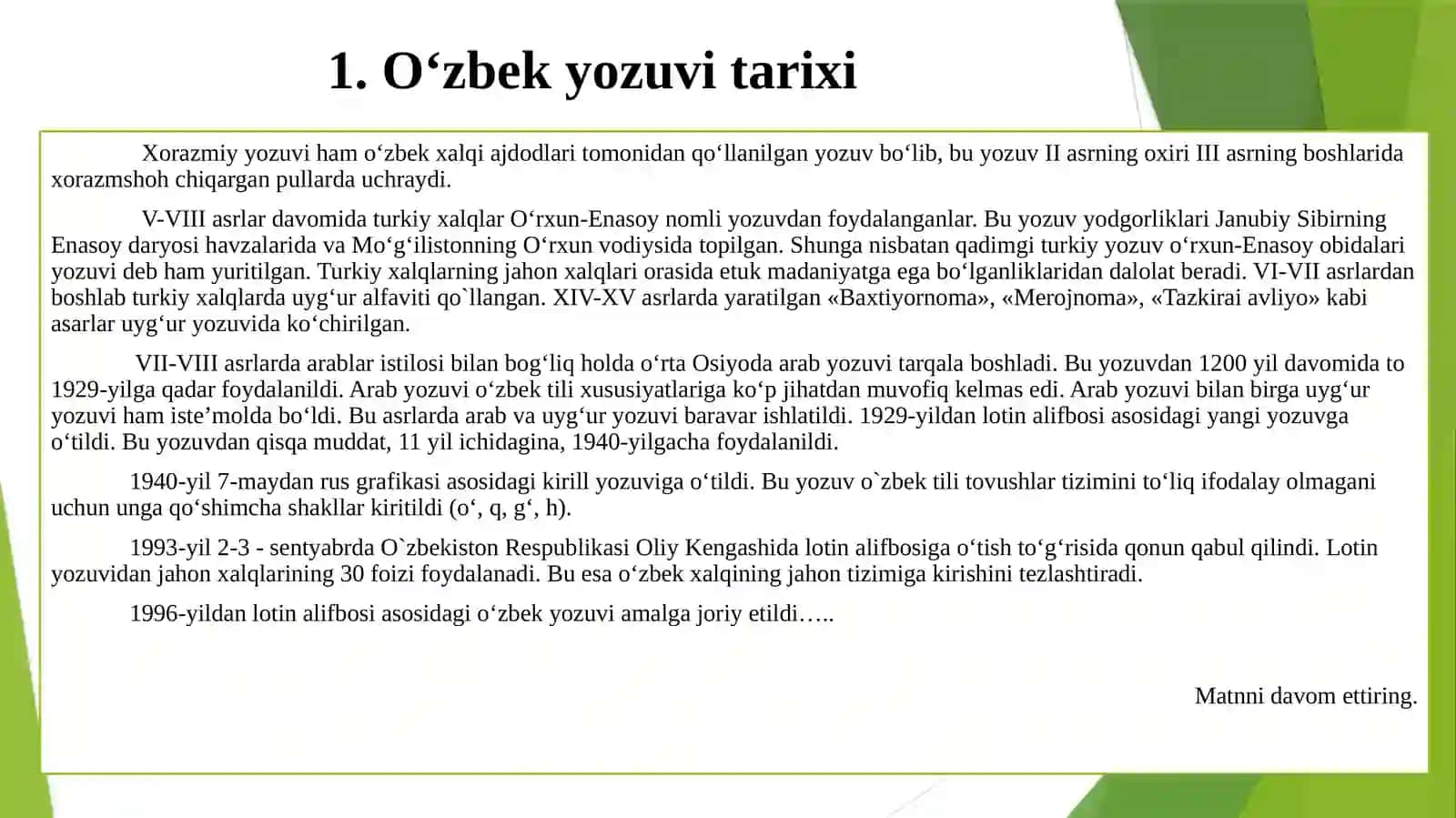 O‘zbekyozuvlarining rivojlanish bosqichlari 4