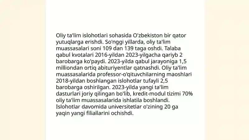 Xorijiy til fanidan mustaqil ishi 4