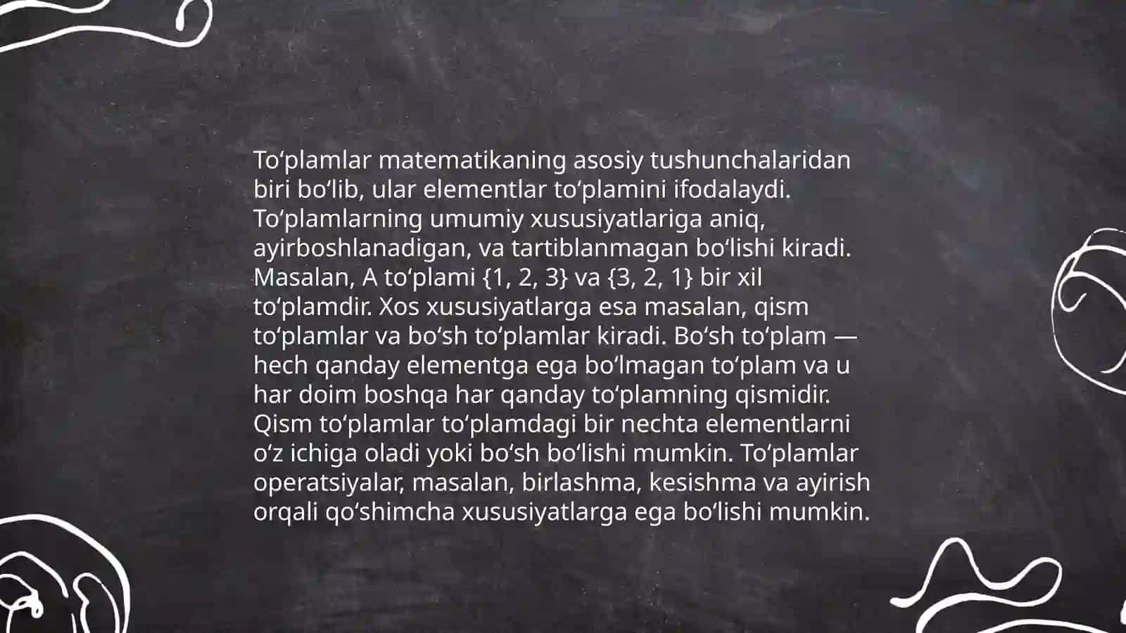 Toʻplamlarni sinflarga ajratishga oid misollar 4