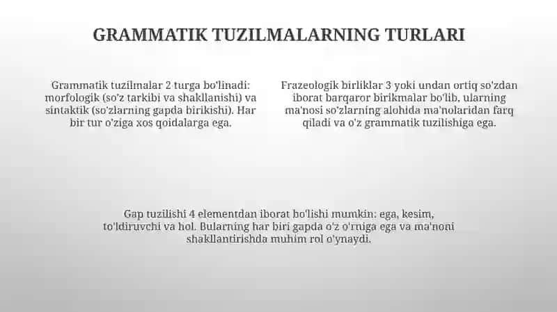 Grammatika strukturaini o’rganuvchi soha sifatida 4
