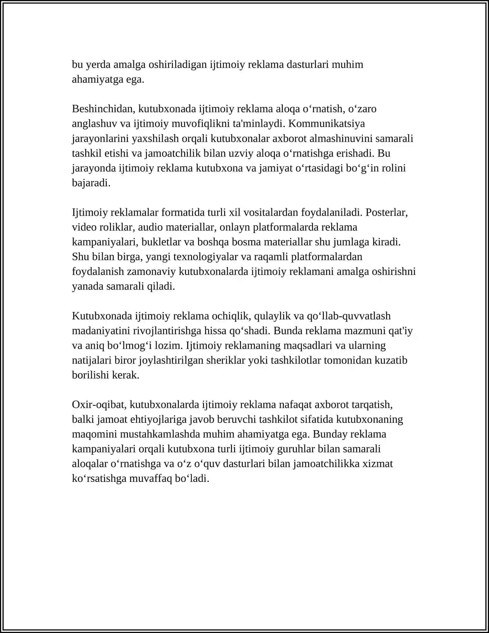 Kutubxonada Ijtimoiy Reklama 4