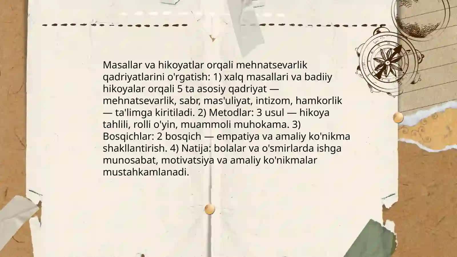 Xalq pedagogikasi manbaalarida mehnatsevarlik tarbiyasi 4