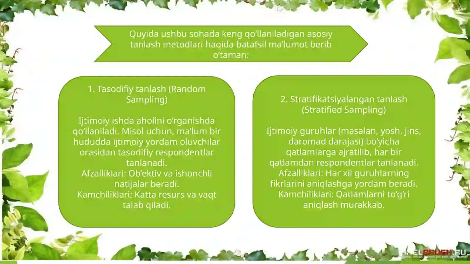 Ijtimoiy tatqiqot tanlash metodi 4