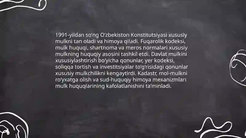 IQTISODIY ISLOHOTLAR, XUSUSIY MULKCHILIKNING SHAKLLANISHI 4