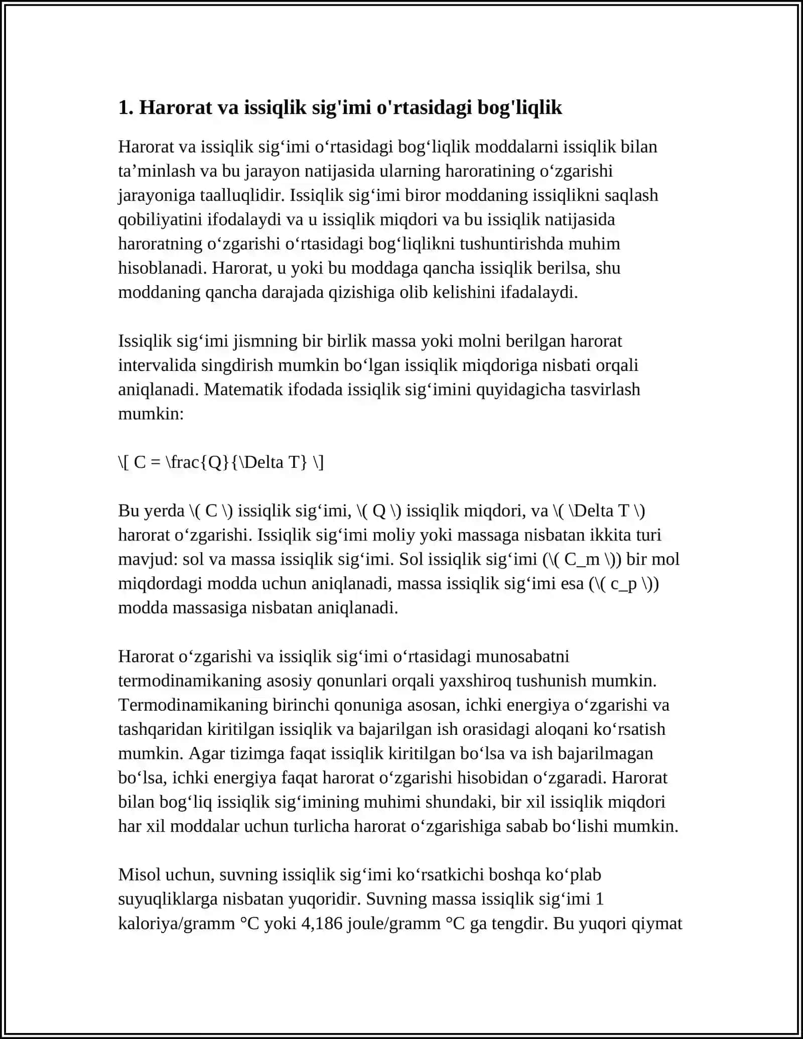 SOLISHTIRMA ISSIQLIK SIG'IMINI HARORATGA BOG'LIQLIGI 4