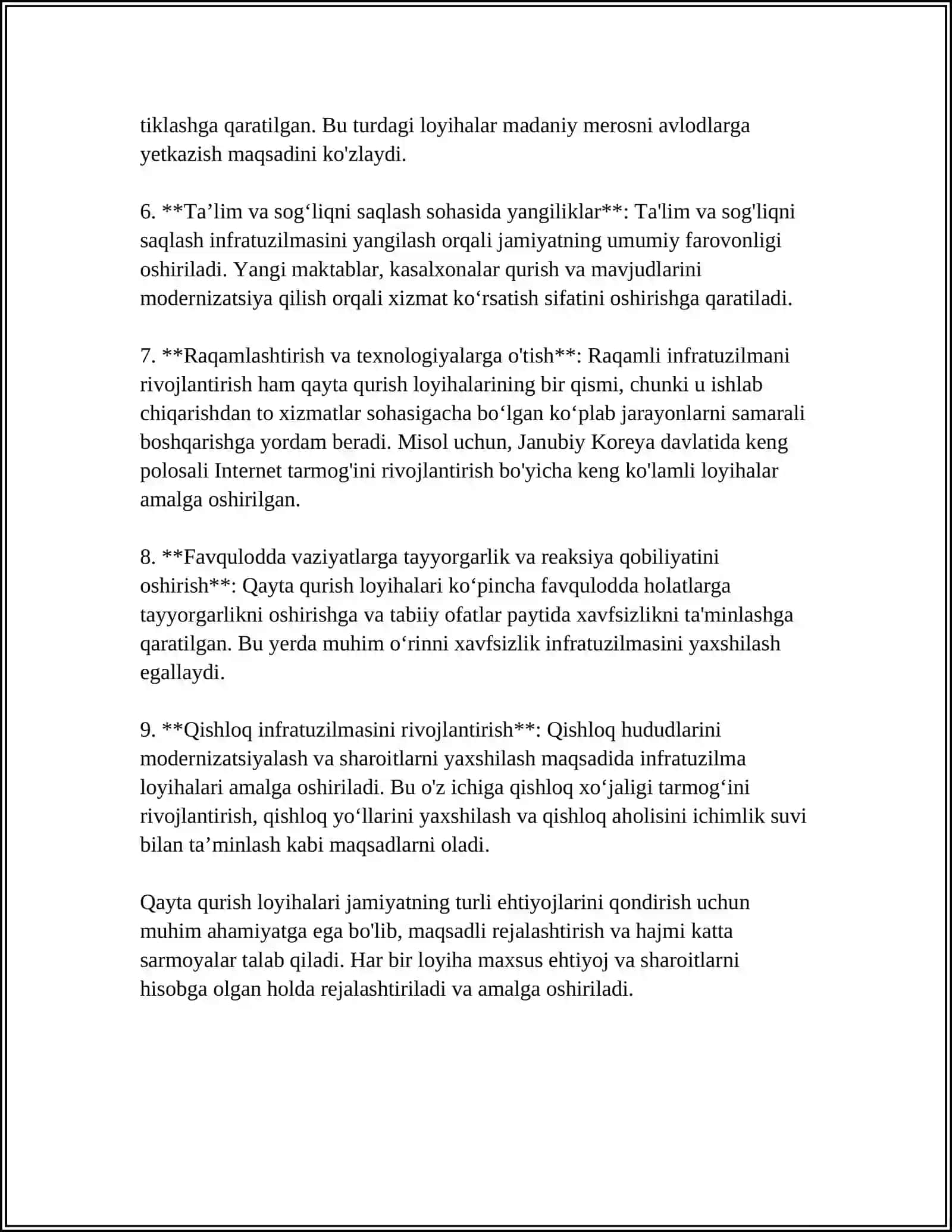 QAYTA QURISH LOYHALARINI XUSUSIYATLARI 4