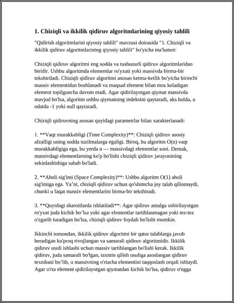QIDIRISH ALGORITMLARINI QIYOSIY TAHLILI 4