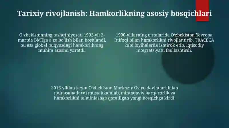 O'zbekistonning xalqaro tashkilotlar bilan hamkorlik aloqalari 4
