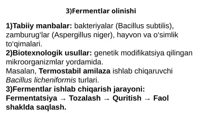 Fermentlar vaularning sanoatdagi ahamiyati 4