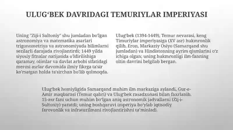 Mirzo Ulugʻbek - davlat arbobi va buyuk olim 4