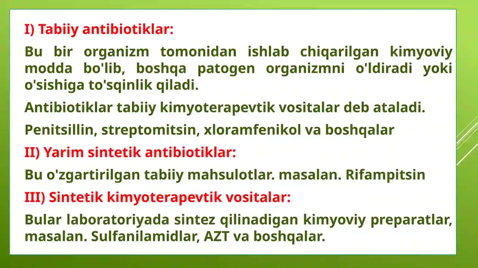 Kimyoterapevtik preparatlar va antibiotiklar 4