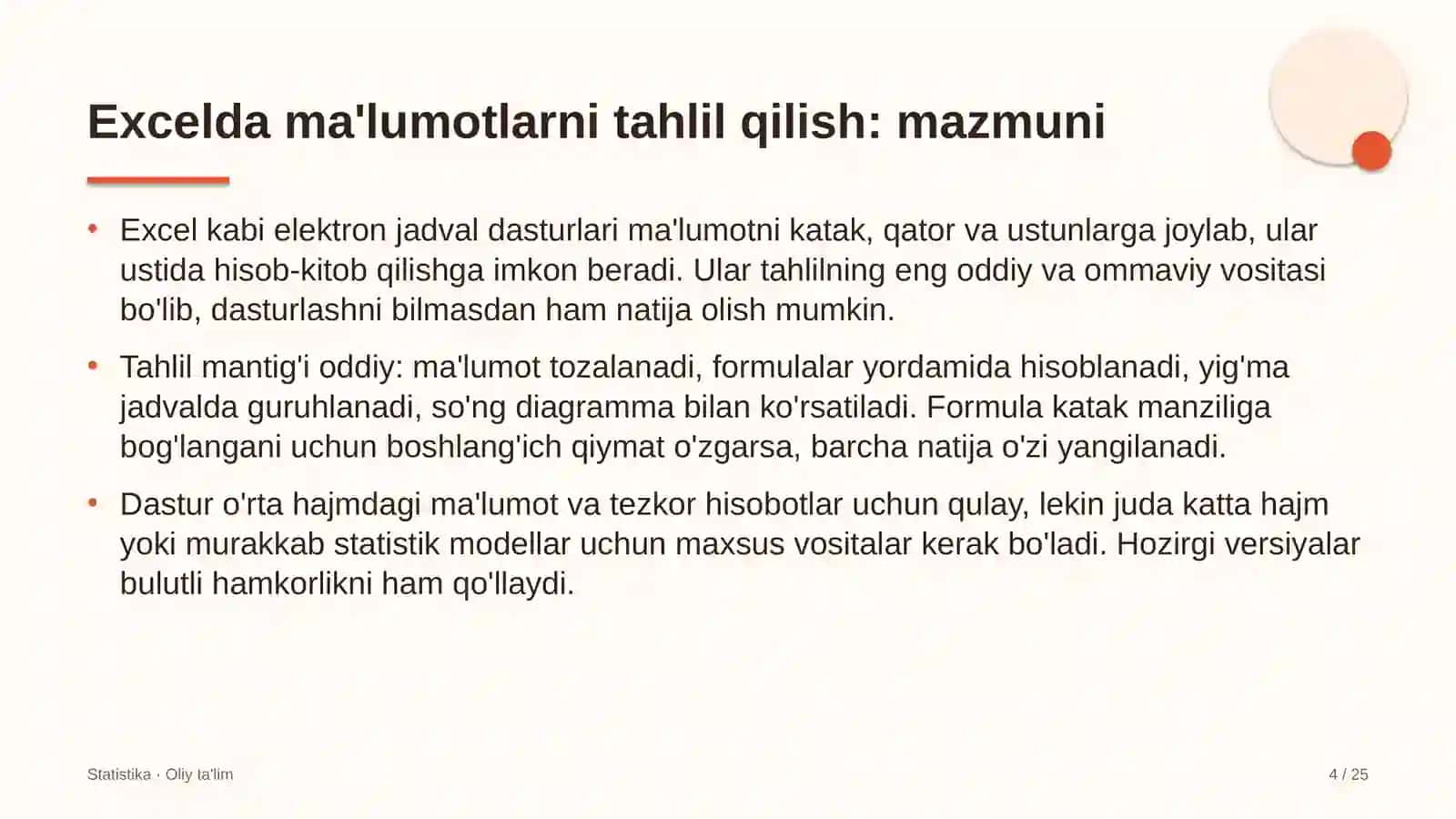 echkichilikda excel dasturida ma'lumotlarni tahlil qilish 1562 4