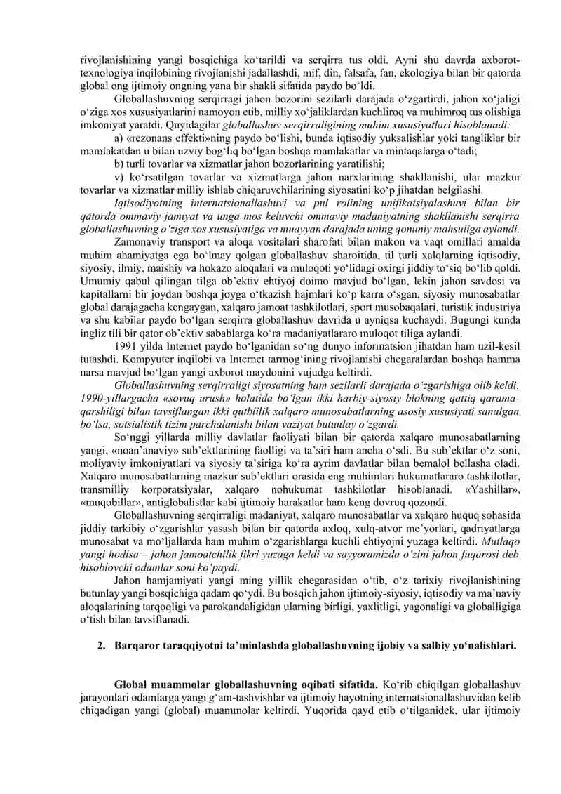 Globallashuv va barqaror taraqqiyot falsafasi 4