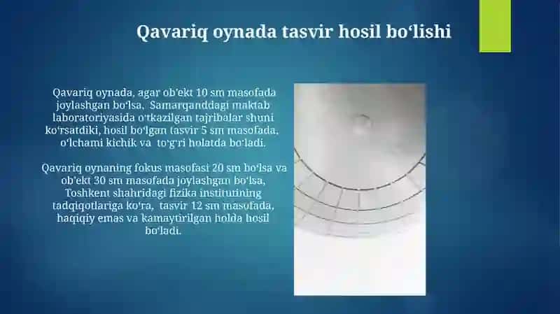 Yassi ko’zgu,botiq va qavariq ko’zgularda tasvirlar yasash 4