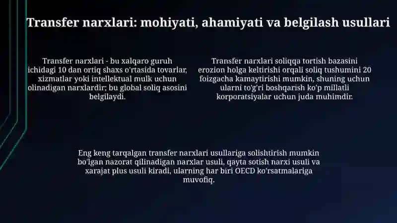 Xalqaro biznesda soliq rejalashtirishi va transfer baxolash 4