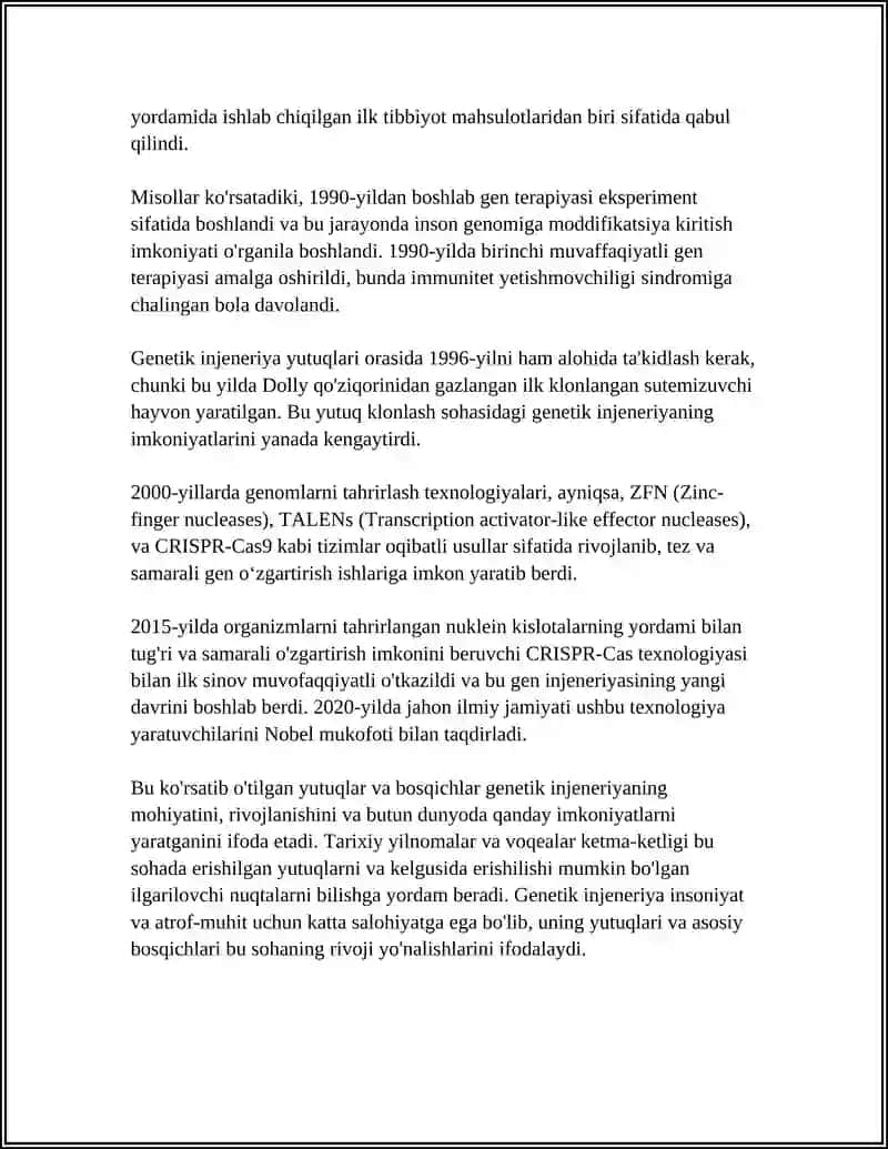 GENETIK INJENERIYA YUTUQLARI VA MUAMMOLARI 4