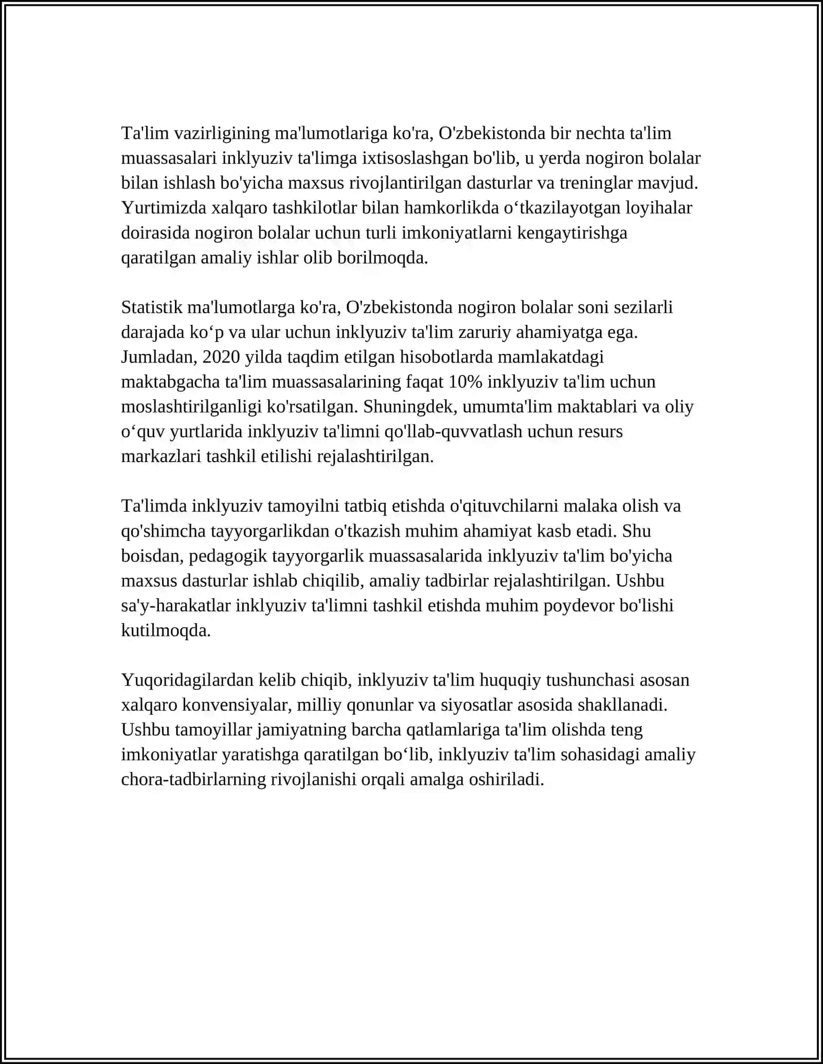 INKLYUZIV TA'LIMNING HUQUQIY ASOSLARI 4