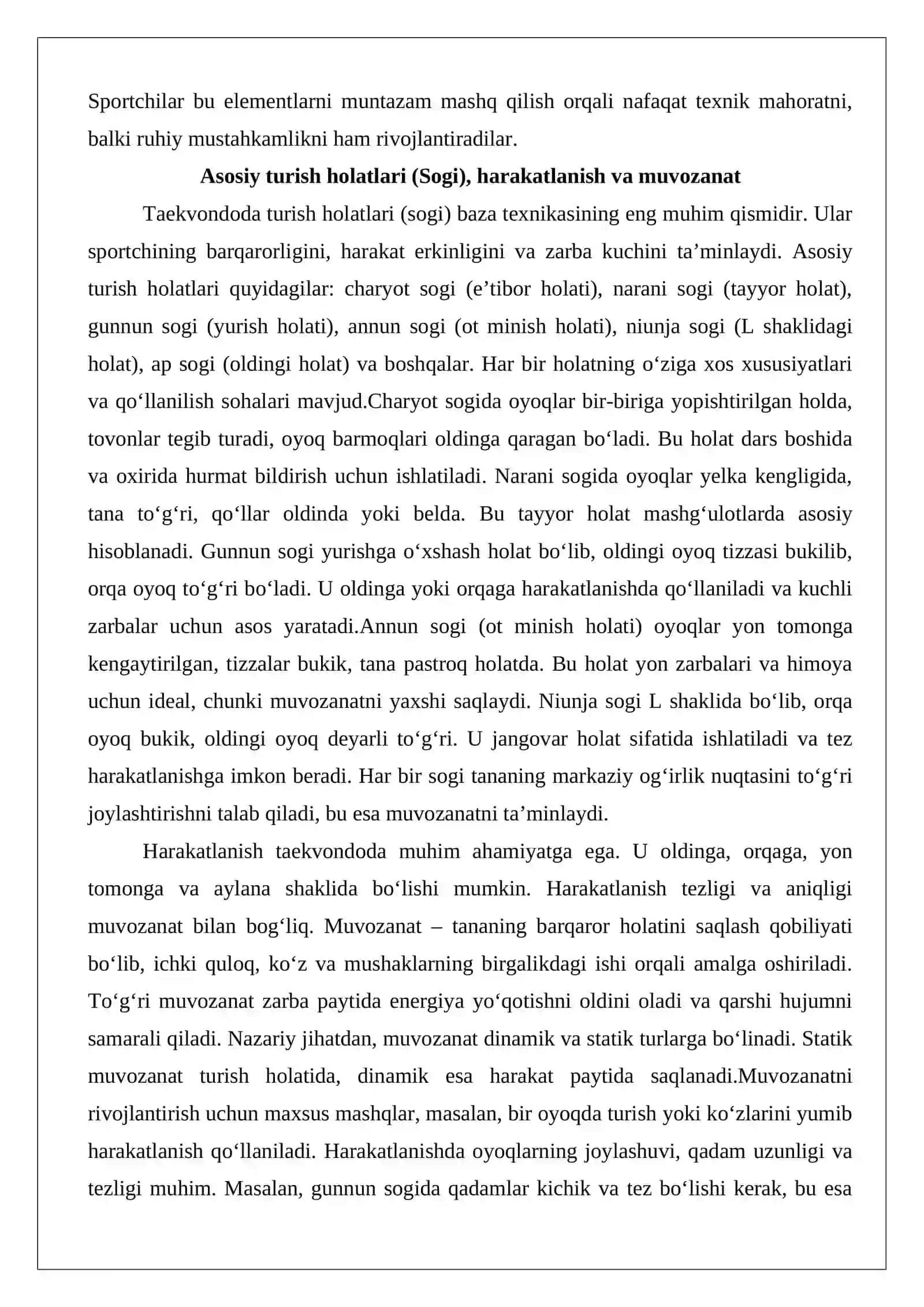 Taekvondoda asos sifatidagi (baza) texnika 4