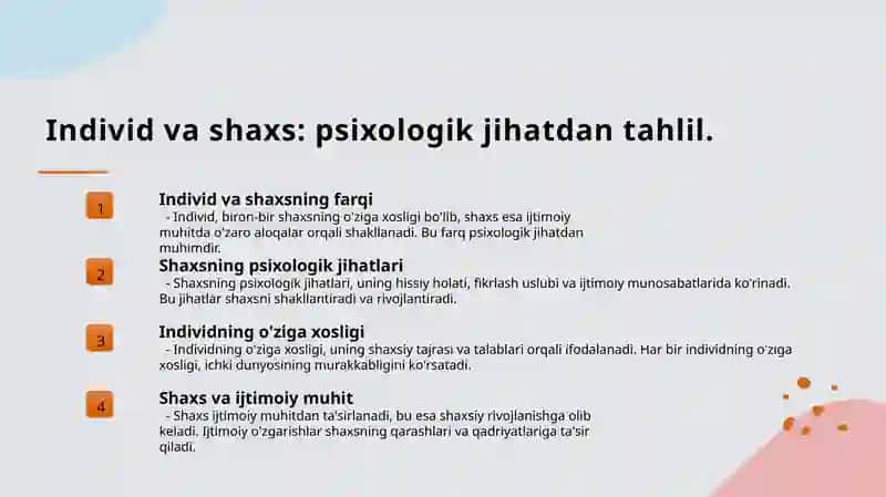 Individ va shaxs tushunchalari 4