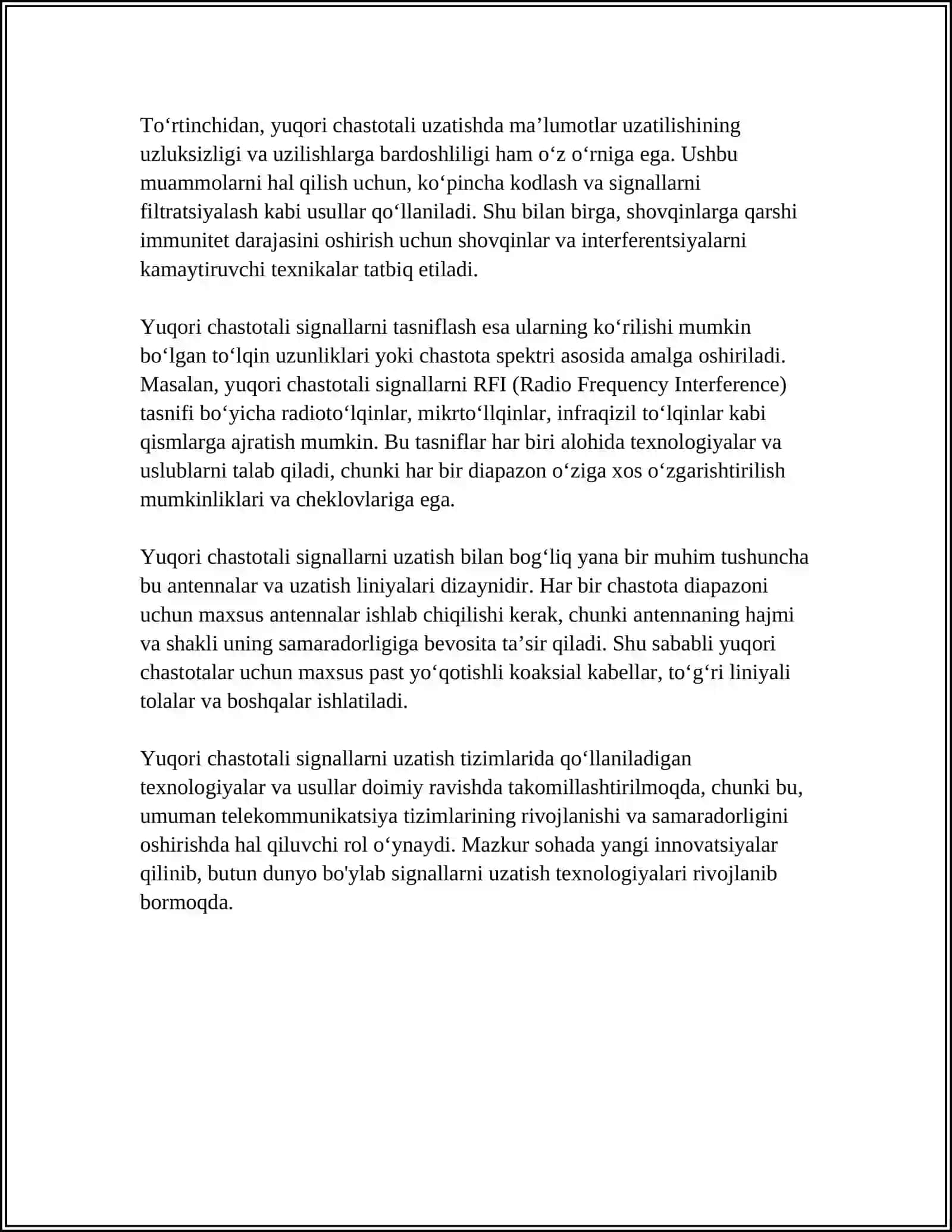 YUQORI CHASTOTALI SIGNALLARNI UZATISH USULLARI 4