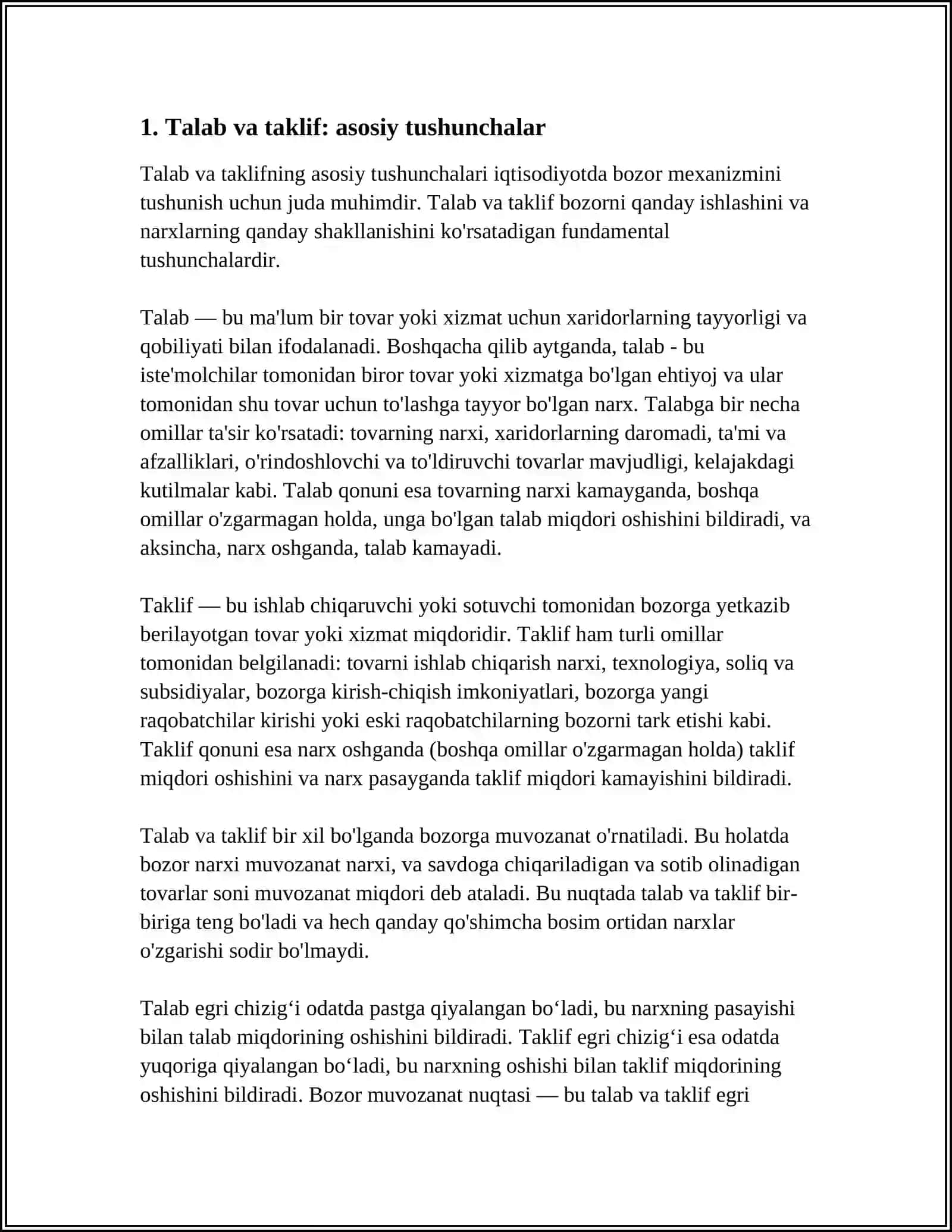 TALAB VA TAKLIF MUVOZANATI 4