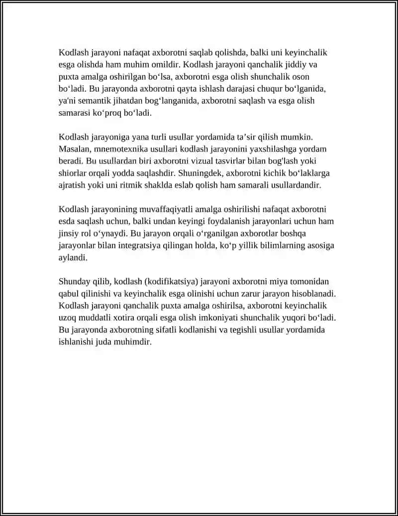Xotira Jarayonlari va Turlari 4