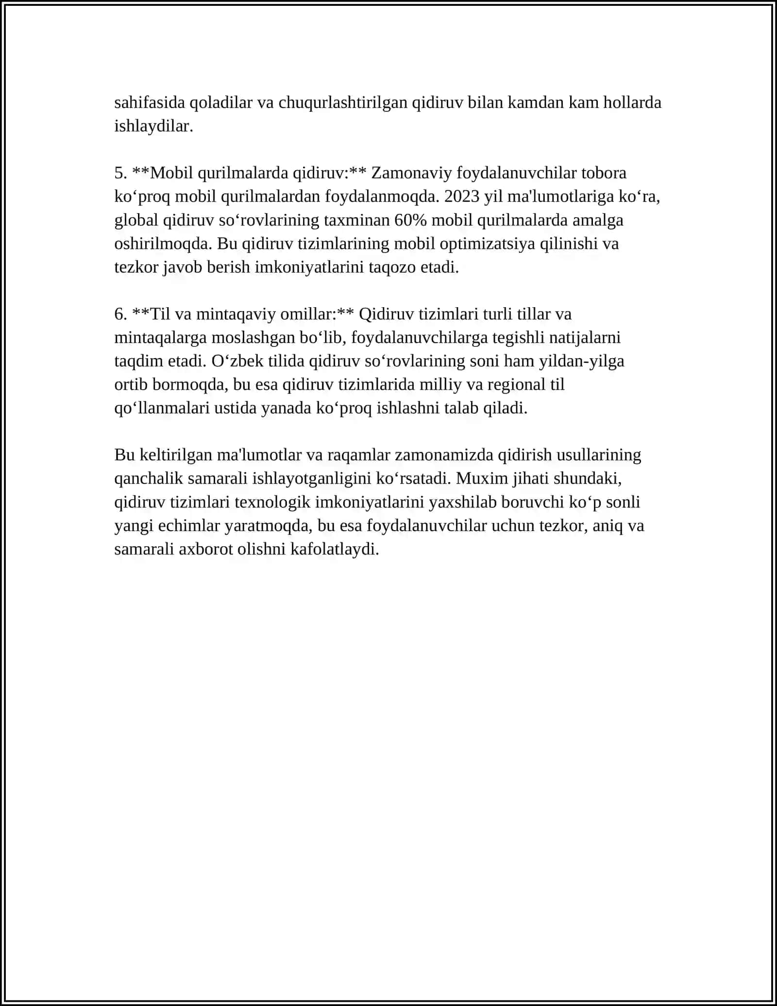 QIDIRISH USULLARI SAMARADORLIGI VA OPTIMALLASHTIRISH 4