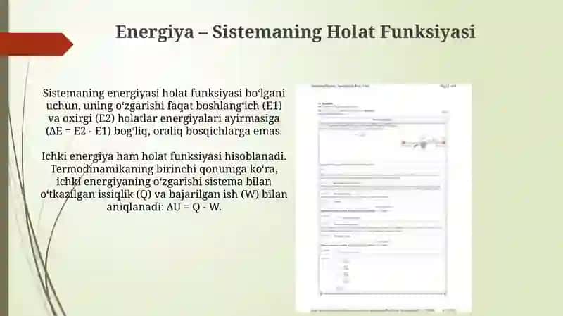 Energetika Sistemasining Holat Funksiyasi 4
