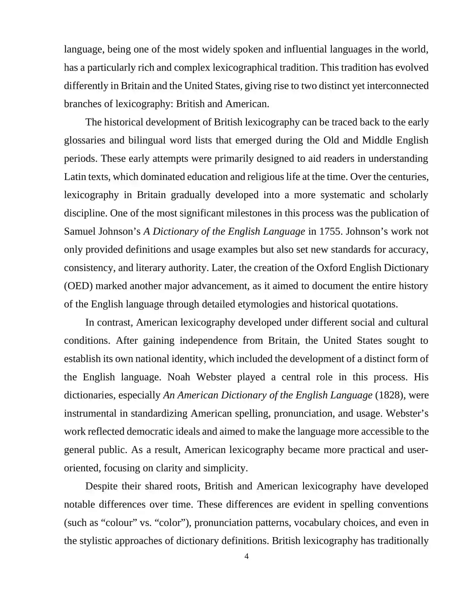 HISTORICAL DEVELOPMENT OF BRITISH AND AMERICAN LEXICOGRAPHY 4