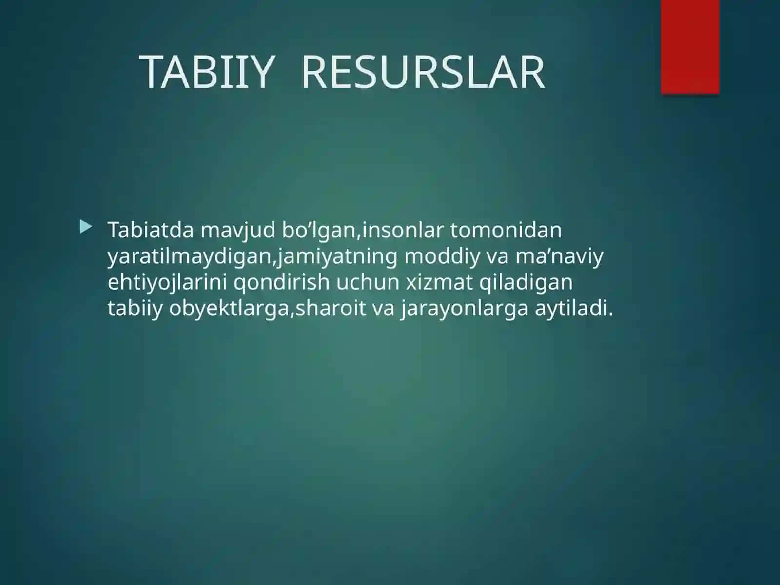 Tabiiy resurslar va tabiatdan foydalanish asoslari 4