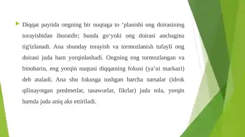 Diqqat haqida umumiy tushunchalar 4