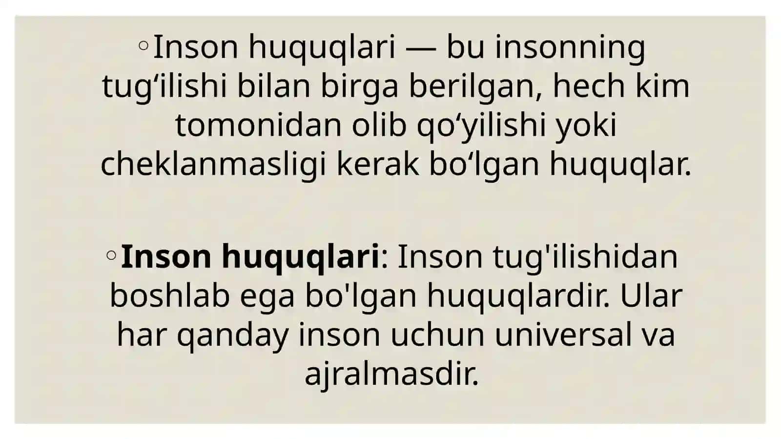 inson va fuqarolarning huquqlari va erkinliklari 4