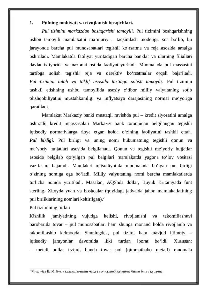 PUL TIZIMI EVOLYUTSIYASI VA UNING TURLARI 4