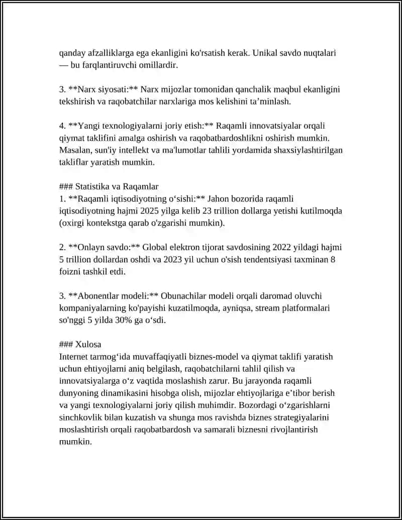 INTERNET TARMOGʻIDA BIZNES JARAYONLARINI TASHKIL ETISH 4