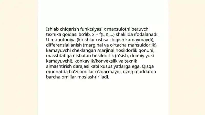 Ishlab chiqarish va xarajatlar 4