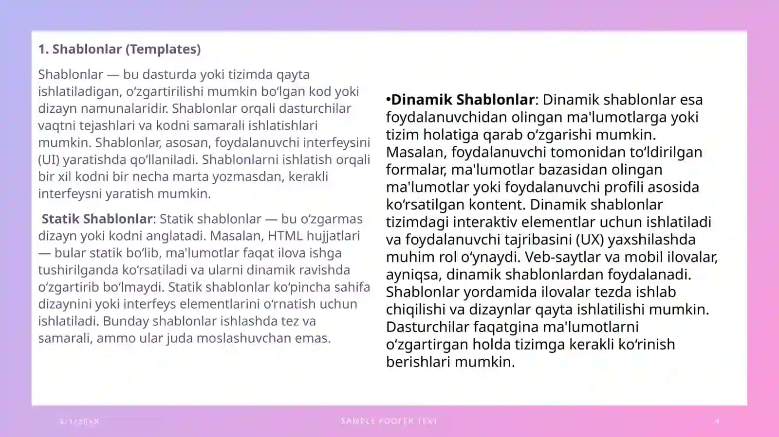 Shablonlar tartib va qatlamlar haqida umumiy ma’lumot 4