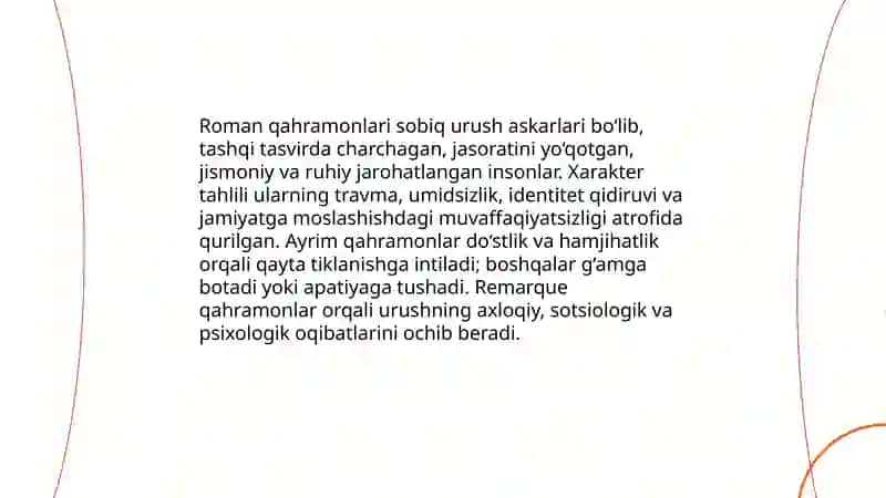 Erich Maria Remarque "Ortga yo'l" asari 4