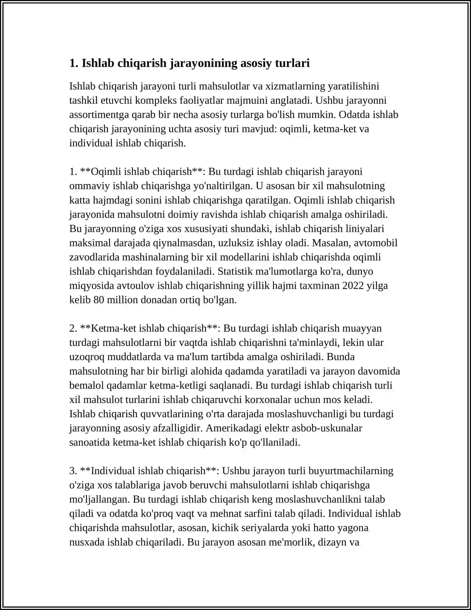 ISHLAB CHIQARISH JARAYONI VA ULARNING TURKUMLANISHI 4