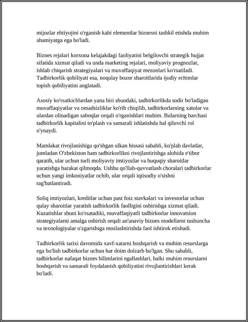 Biznes va Tadbirkorlik 4
