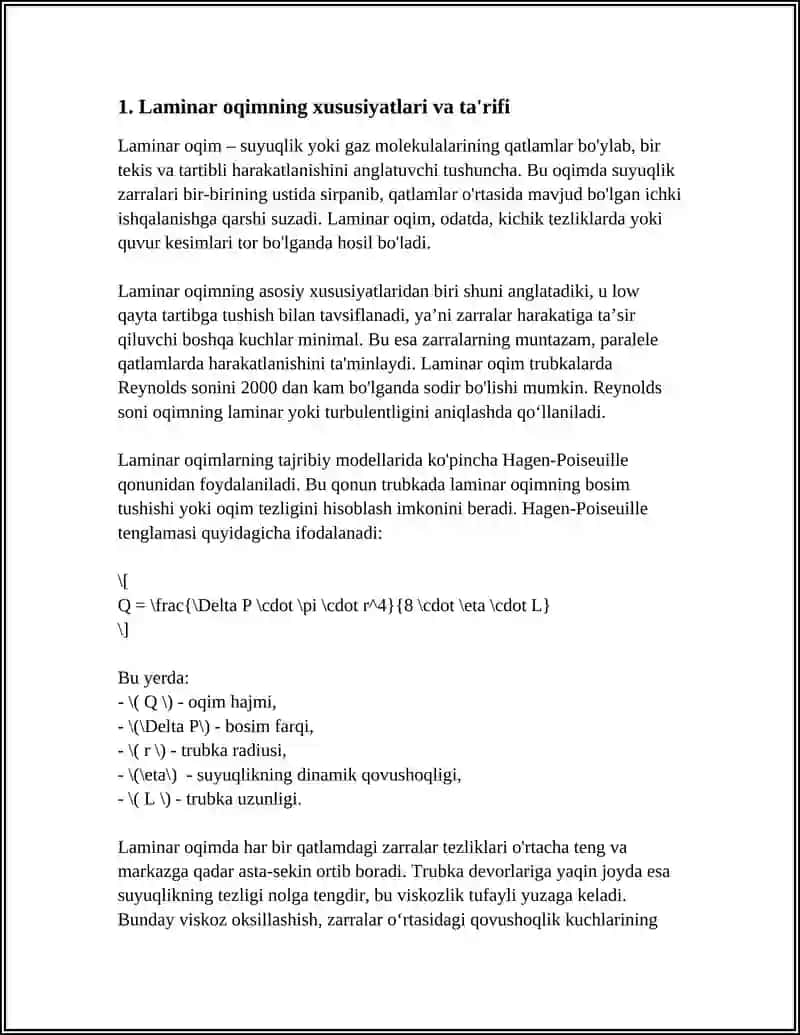 Laminar va Turbulent Oqimlar 4