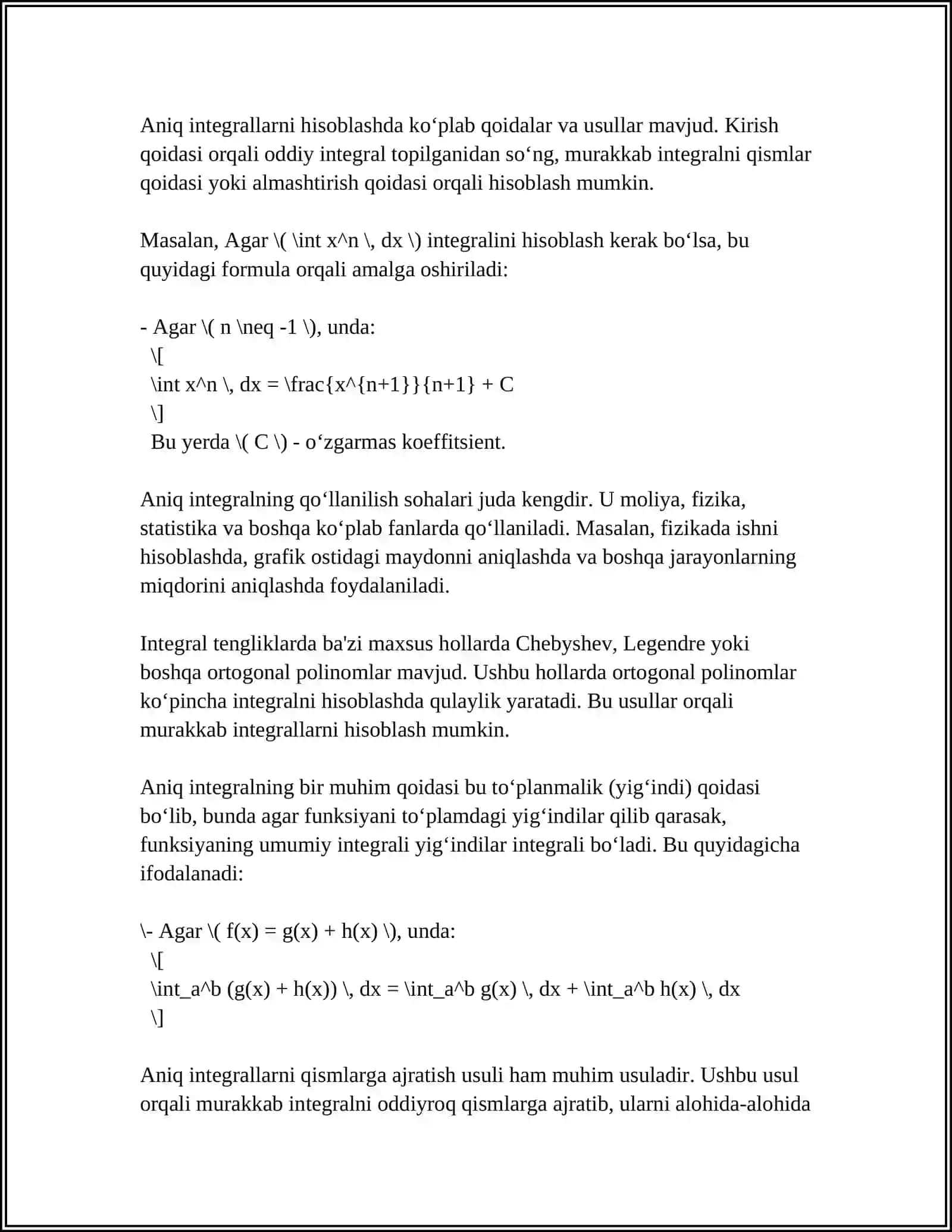 ANIQ INTEGRAL. EGRI CHIZIQLI TRAPETSIYANING YUZINI TOPISH 4