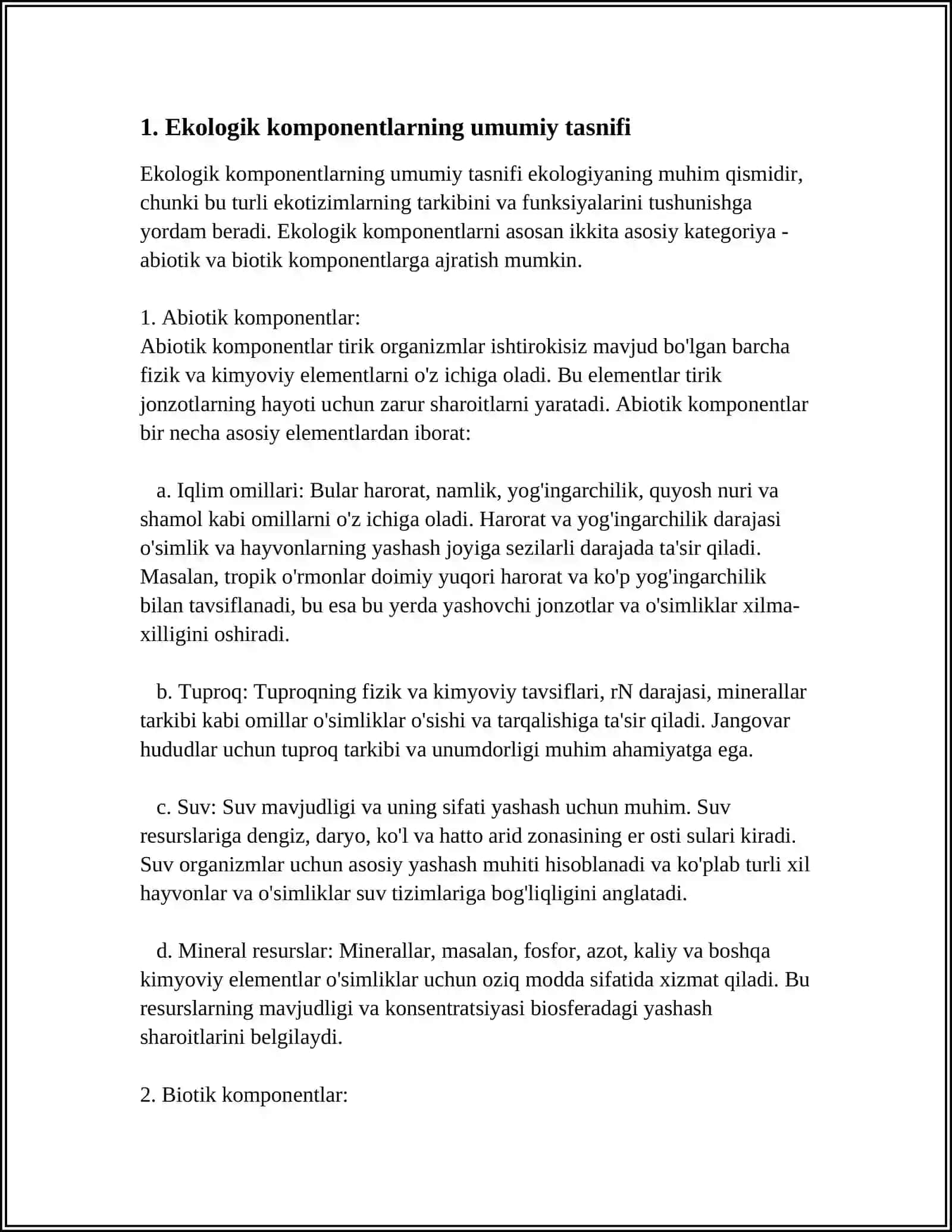 EKOLOGIK KOMPONENTLAR REFERAT 4
