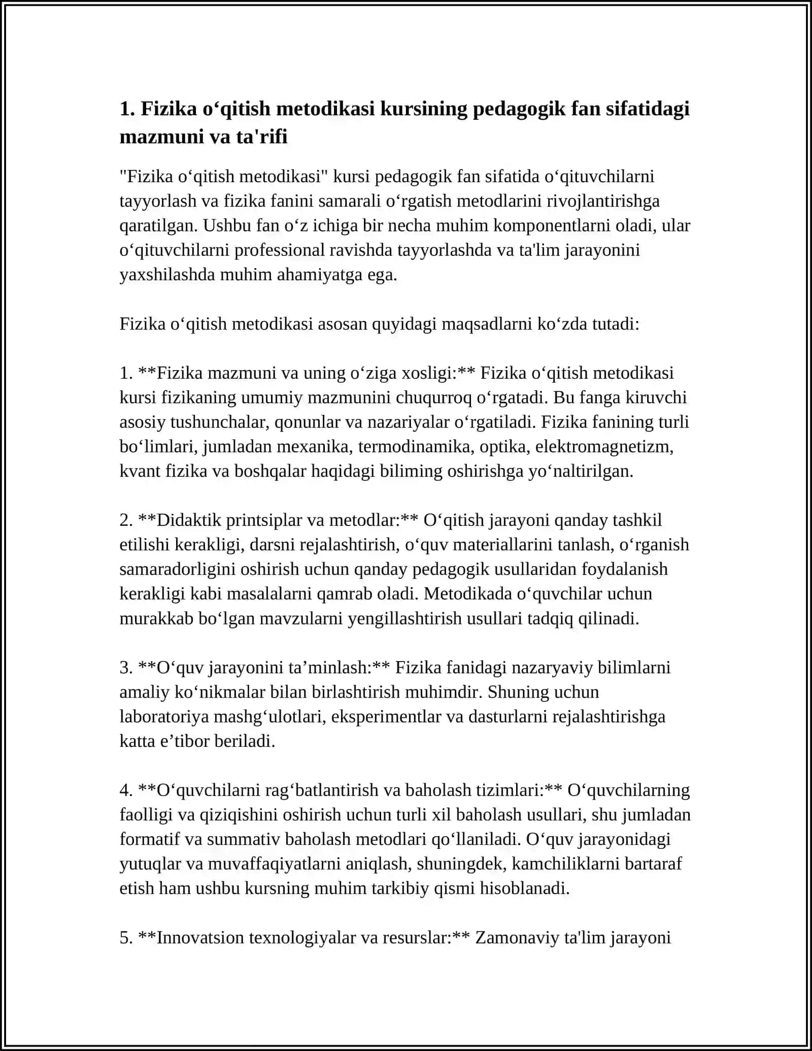 FIZIKA O'QITISH METODIKASI KURSI 4