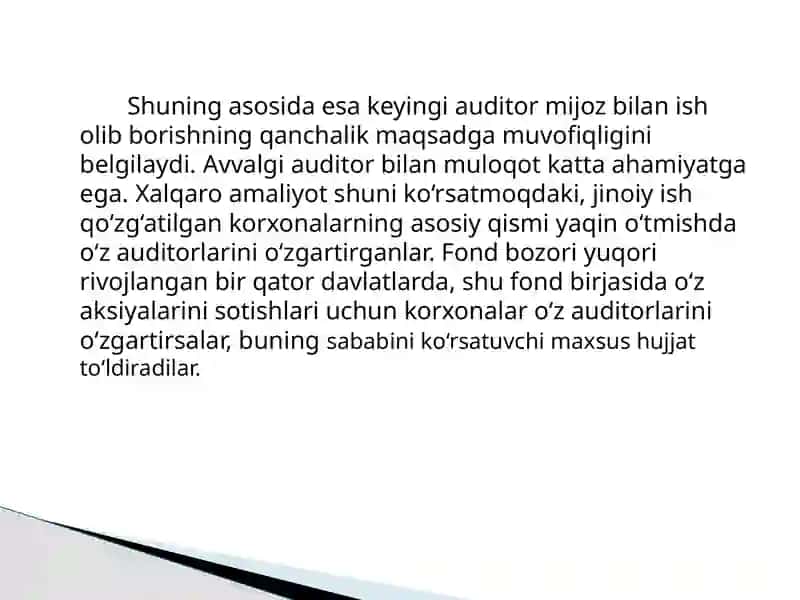 Auditning umumiy rejasini tayyorlash va tuzish 4
