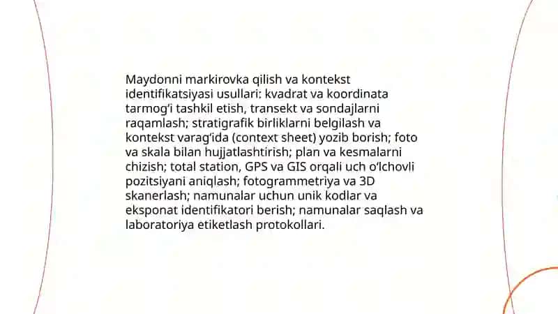 Arxeologik materiallarni hujjatlashtirish usullari 4
